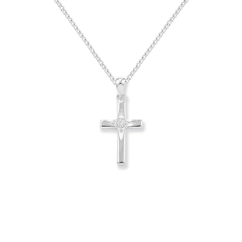 Sterling Silver Cross Charm Necklace - Hypoallergenic Sterling Silver Jewellery by Aeon - 22mm * 10mm