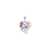 Sterling Silver Multi-Colour Heart Necklace - Hypoallergenic Sterling Silver Jewellery by Aeon - 28mm * 19mm