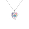 Sterling Silver Multi-Colour Heart Necklace - Hypoallergenic Sterling Silver Jewellery by Aeon - 28mm * 19mm