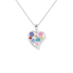 Sterling Silver Multi-Colour Heart Necklace - Hypoallergenic Sterling Silver Jewellery by Aeon - 28mm * 19mm