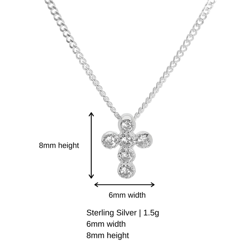 Sterling Silver Cross Cubic Zirconia Necklace Hypoallergenic Sterling Silver Jewellery by Aeon