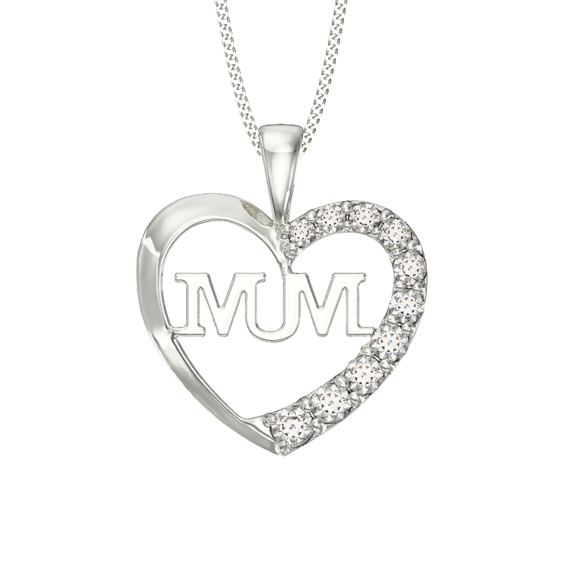 Sterling Silver Mum Heart Necklace - Hypoallergenic Sterling Silver Pendant  - 24mm * 21mm