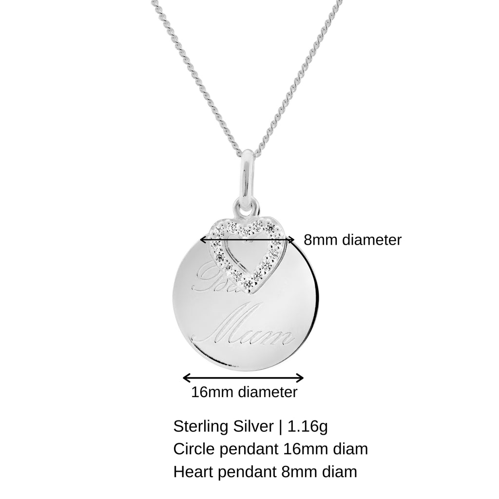 Sterling Silver Best Mum Heart  Necklace- Hypoallergenic Sterling Silver Jewellery for women