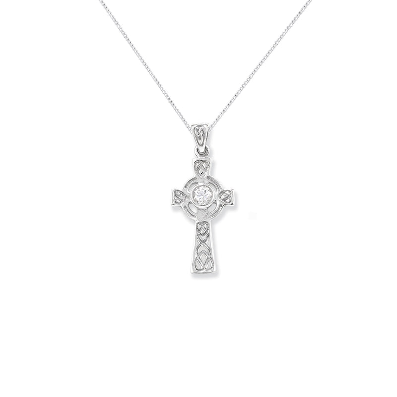 Sterling Silver Celtic Cross Necklace - Hypoallergenic Ladies Jewellery - 31mm * 13mm