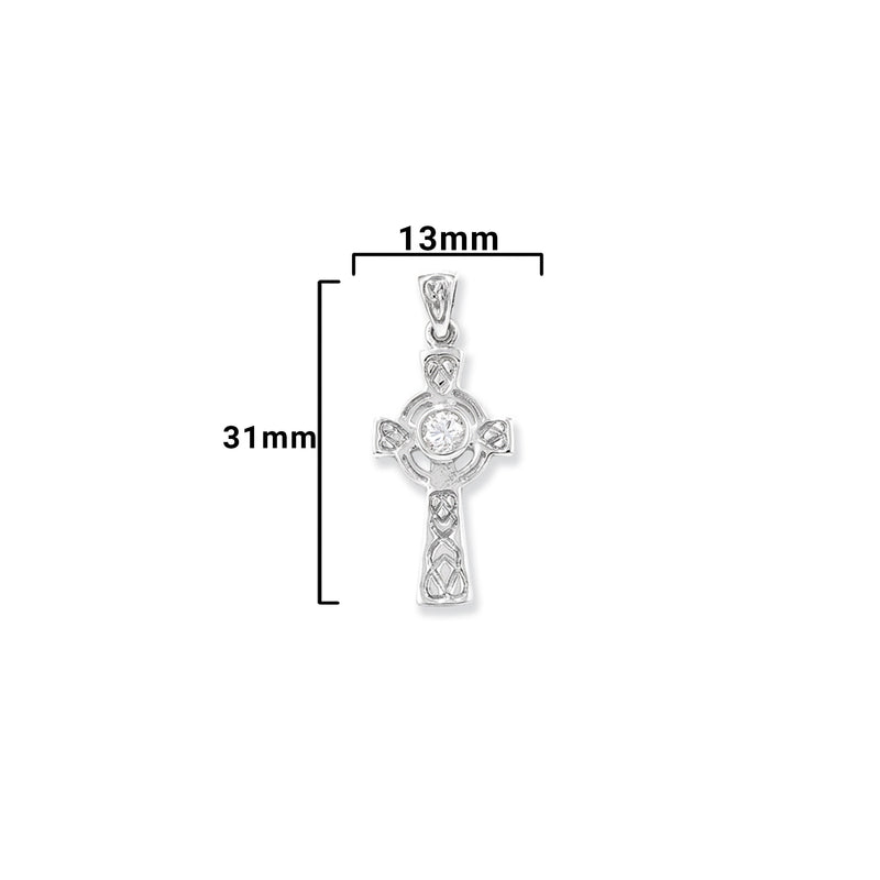 Sterling Silver Celtic Cross Necklace - Hypoallergenic Ladies Jewellery - 31mm * 13mm