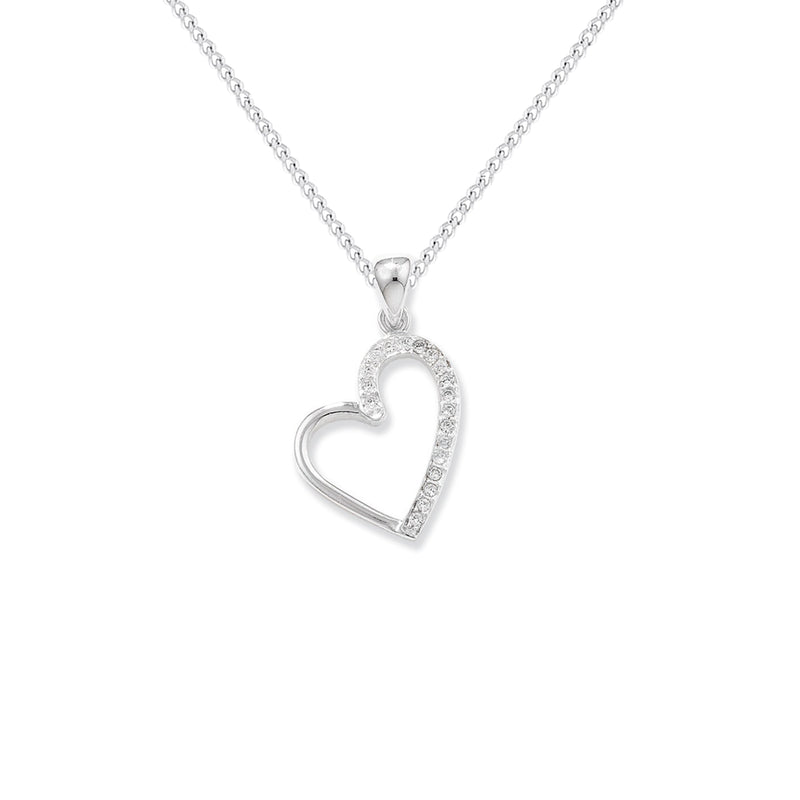 Sterling Silver Heart Necklace - Hypoallergenic Sterling Silver Jewellery by Aeon - 32mm * 19mm