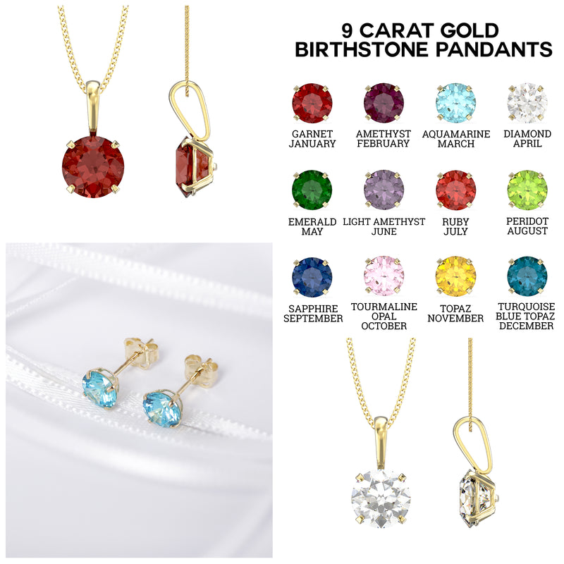 9ct Gold September Birthstone Necklace for Women. 5mm Hypoallergenic womens Jewellery