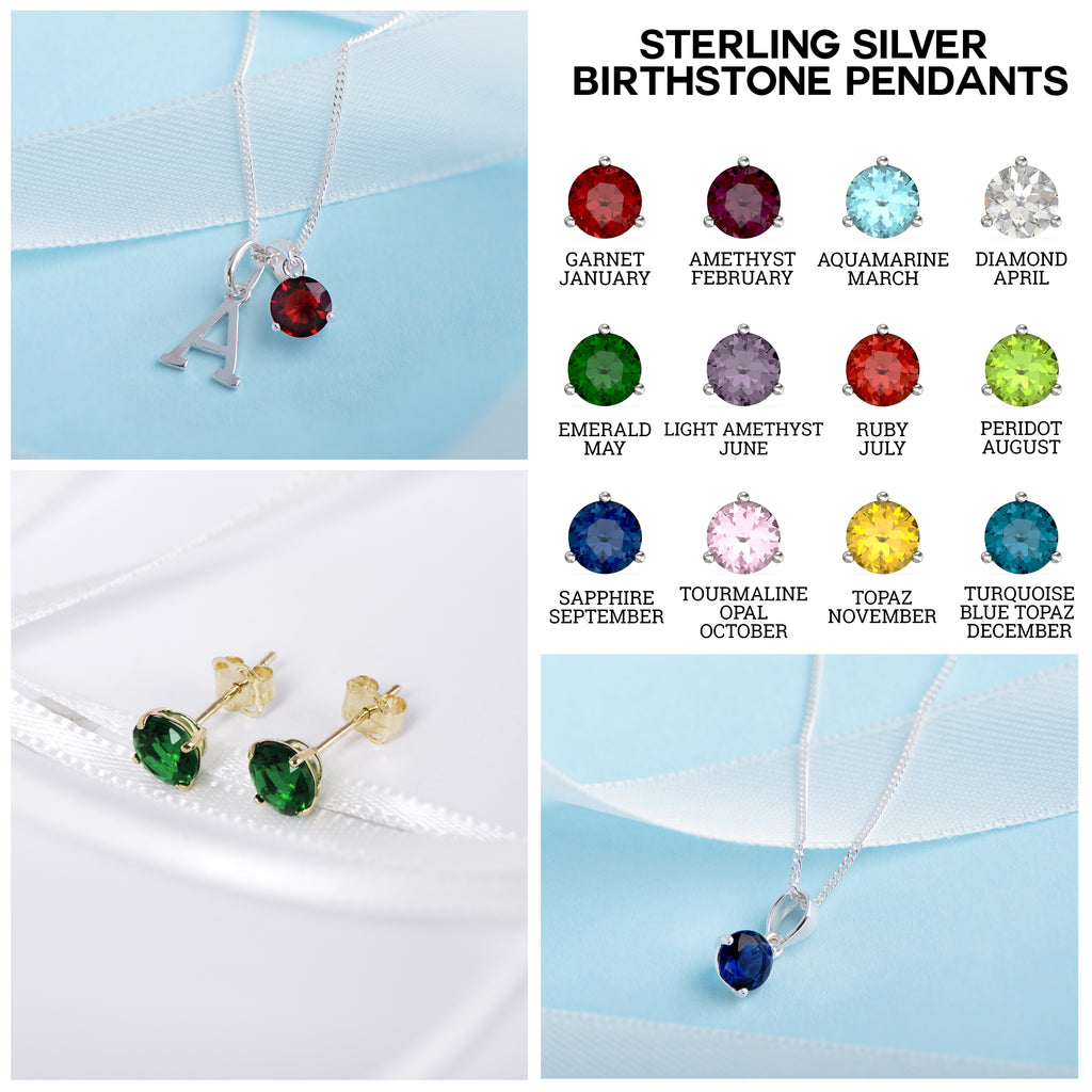 925 Sterling Silver March Birthstone Necklace for Women Girls.  Aquamarine.  Gift Boxed Present