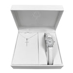 Girls First Holy Communion Kids Watch And Cross Necklace Gift Set.