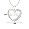 Sterling Silver Mum Heart Necklace - Hypoallergenic Sterling Silver Pendant  - 24mm * 21mm