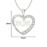 Sterling Silver Mum Heart Necklace - Hypoallergenic Sterling Silver Pendant  - 24mm * 21mm