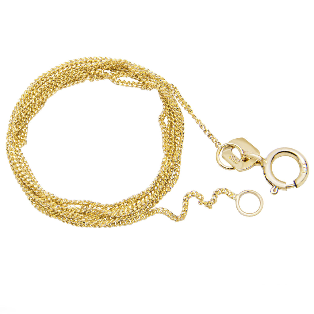 9ct Yellow Gold 0.7mm Diamond Cut Curb Necklace 18 inches.  Hypoallergenic 9ct Gold Jewellery for women