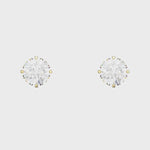 9ct Gold Round Cubic Zirconia Stud Earrings - Hypoallergenic 9ct Gold for Ladies - 6mm * 6mm