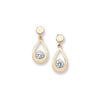 9ct Gold Teardrop Earrings with White Cubic Zirconia - Hypoallergenic 9ct Gold Jewellery for Ladies by Aeon  - 17mm * 7mm