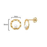 9ct Gold Stud Earring Set with Pearl - Hypoallergenic 9ct Gold Jewellery for Ladies 9mm * 7mm