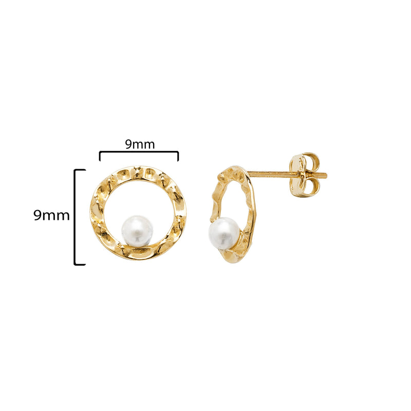 9ct Gold Stud Earring Set with Pearl - Hypoallergenic 9ct Gold Jewellery for Ladies 9mm * 7mm