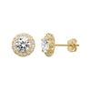 9ct Gold Round Cubic Zirconia Stud Earrings - Hypoallergenic 9ct Gold Jewellery for Ladies - 7mm * 7mm