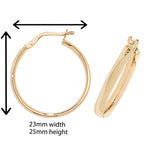 9ct Gold Hoop Earrings. 25mm*23mm Hypoallergenic 9ct Gold Jewellery for women..