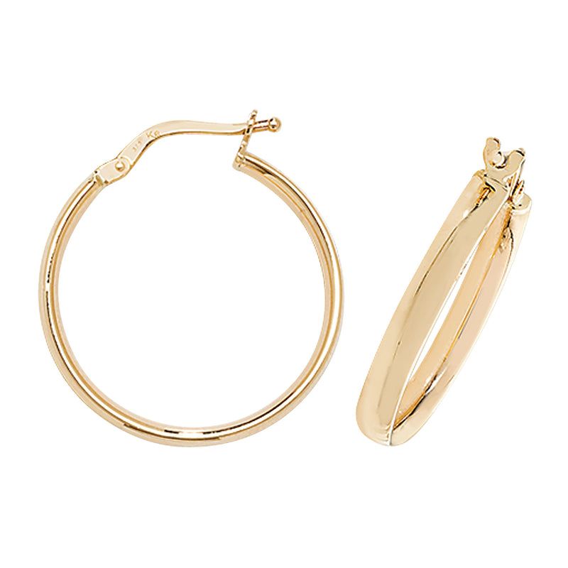 9ct Gold Hoop Earrings. 25mm*23mm Hypoallergenic 9ct Gold Jewellery for women..