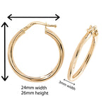 9ct Twisted Detail Hoop Earrings. 26mm*24mm. Hypoallergenic 9ct Gold Jewellery for women..