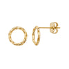 9ct Gold Rope Edge Halo Drop Earrings - Hypoallergenic 9ct Gold Jewellery for Ladies  - 8mm * 8mm