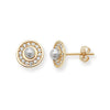 9ct Gold Circular Stud Earrings with Fresh Water Pearl - Hypoallergenic 9ct Gold Earrings for Women,  - 5mm * 5mm