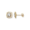 9ct Gold Square Floral Stud Earrings - Hypoallergenic 9ct Gold Jewellery for Ladies - 8mm * 8mm