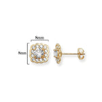 9ct Gold Square Floral Stud Earrings - Hypoallergenic 9ct Gold Jewellery for Ladies - 8mm * 8mm