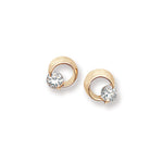 9ct Gold Round Stud Earrings with Cubic Zirconia - Hypoallergenic 9ct Gold Jewellery for Ladies - 7mm * 6mm