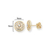 9ct Gold Circular Stud Earrings Set with Cubic Zirconia - Hypoallergenic 9ct Gold Jewellery for Ladies - 8mm * 8mm