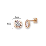 9ct Gold Halo Stud Earrings Set  - Hypoallergenic 9ct Gold Jewellery for Ladies - 8mm * 6mm