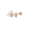 9ct Gold Heart Lattice Stud Earrings with Cubic Zirconia - Hypoallergenic 9ct Gold Jewellery for Ladies -  7mm * 7mm