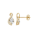 9 Ct Gold Twist Drop Earrings with White Cubic Zirconia - Hypoallergenic 9ct Gold Jewellery for Ladies  - 11mm * 5mm