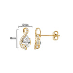 9 Ct Gold Twist Drop Earrings with White Cubic Zirconia - Hypoallergenic 9ct Gold Jewellery for Ladies  - 11mm * 5mm