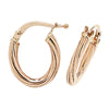 9ct Twisted Detail Hoop Gold Earrings. 16mm*12mm. Hypoallergenic 9ct Gold Jewellery for women.