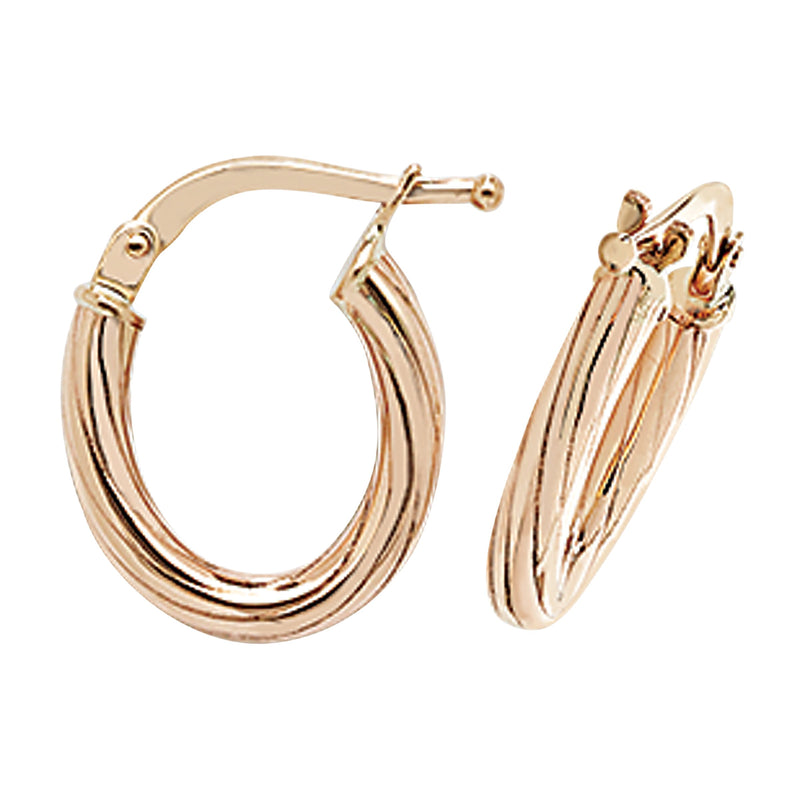 9ct Twisted Detail Hoop Gold Earrings. 16mm*12mm. Hypoallergenic 9ct Gold Jewellery for women.