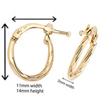 9ct Baby Hoop Gold Earrings. 14mm*11mm. Hypoallergenic 9ct Gold Jewellery for women..