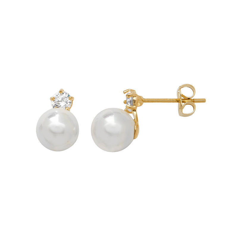 9ct Gold Stud Earring Set with Pearl - Hypoallergenic 9ct Gold Jewellery for Ladies - 9mm * 7mm