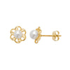 9ct Gold Flower Stud Earring Set with Freshwater Pearl - Hypoallergenic 9ct Gold Jewellery for Ladies - 8mm * 7mm