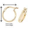 9ct Gold Hoop Earrings. 15mm*13mm.  Hypoallergenic 9ct Gold Jewellery for women..