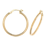 9ct Gold Ribbed hoop Earrings.  26mm*25mm.  Hypoallergenic 9ct Gold Jewellery for women.