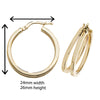 9ct Gold Double Hoop Earrings. 26mm*24mm. Hypoallergenic 9ct Gold Jewellery for women.