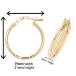 9ct Gold Hoop Earrings. 21mm*19mm. Hypoallergenic 9ct Gold Jewellery for women.