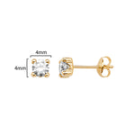 9ct Gold Square Stud Earring - Hypoallergenic 9ct Gold Jewellery for Ladies - 4mm * 4mm