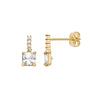 9ct Gold Drop Square Stud Earrings  - Hypoallergenic 9ct Gold Jewellery for Ladies by Aeon - 10mm * 5mm