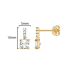 9ct Gold Drop Square Stud Earrings  - Hypoallergenic 9ct Gold Jewellery for Ladies by Aeon - 10mm * 5mm