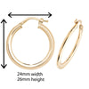 9ct Gold Hoop Earrings. 26mm*24mm.Hypoallergenic 9ct Gold Jewellery for women..