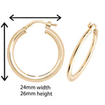 9ct Gold Hoop Earrings. 26mm*24mm.Hypoallergenic 9ct Gold Jewellery for women..