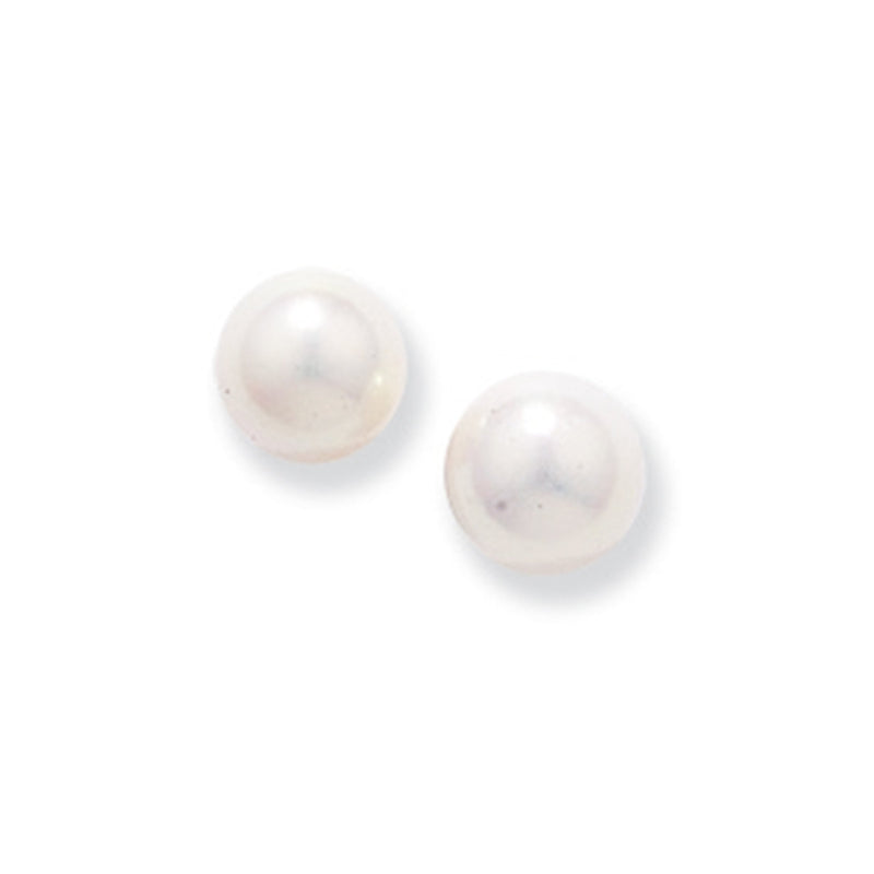 9ct Gold Synthetic Pearl Stud Earrings - Hypoallergenic 9ct Gold Jewellery for Ladies - 6mm * 6mm