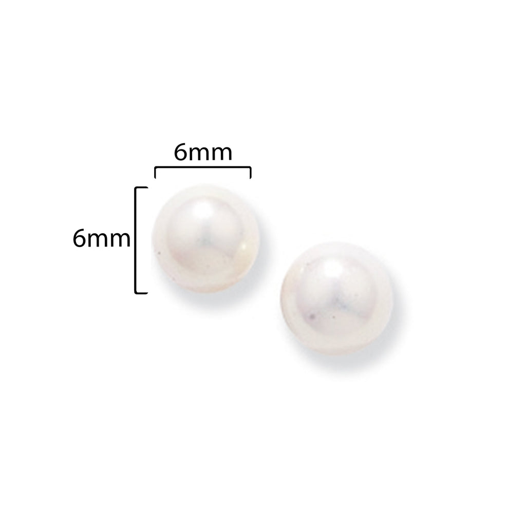 9ct Gold Synthetic Pearl Stud Earrings - Hypoallergenic 9ct Gold Jewellery for Ladies - 6mm * 6mm